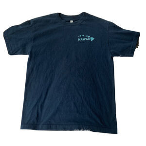 Hawaii Hawaiian T-Shirt Sz Med Beach Palm Trees Adult Navy Blue Tourist Travel